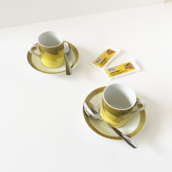 Vintage Green Mod Espresso Set Made in Japan Cup and Saucer - Picture 2 of 5